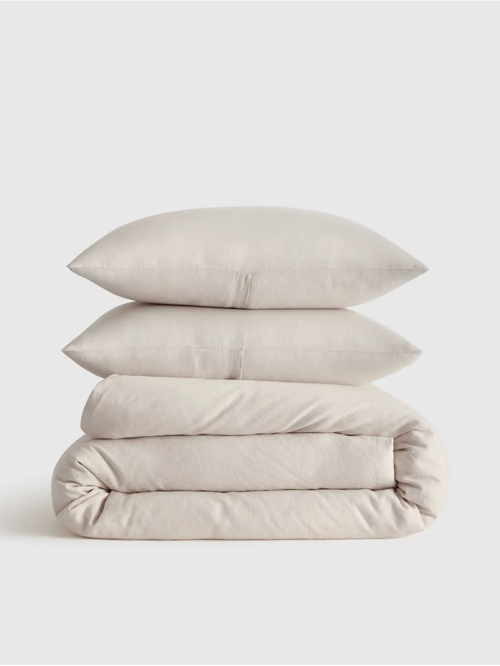 Quince European Linen Duvet Cover Set King Cal King Sand NWOT 3pc